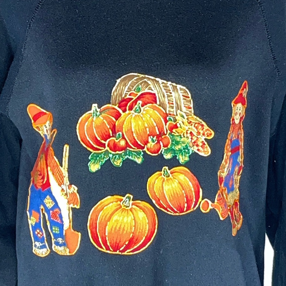 Tultex Scarecrow Pumpkin Fall Themed Women’s Vintage 90s Sweatshirt Large